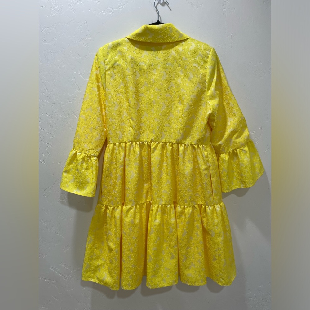Halogen X Atlantic-Pacific Floral Jacquard Swing Jacket Yellow Medium Dressy - Picture 11 of 16